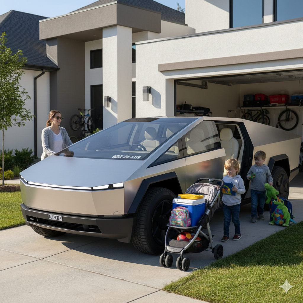 The Cybertruck...As the Ultimate Mom Car